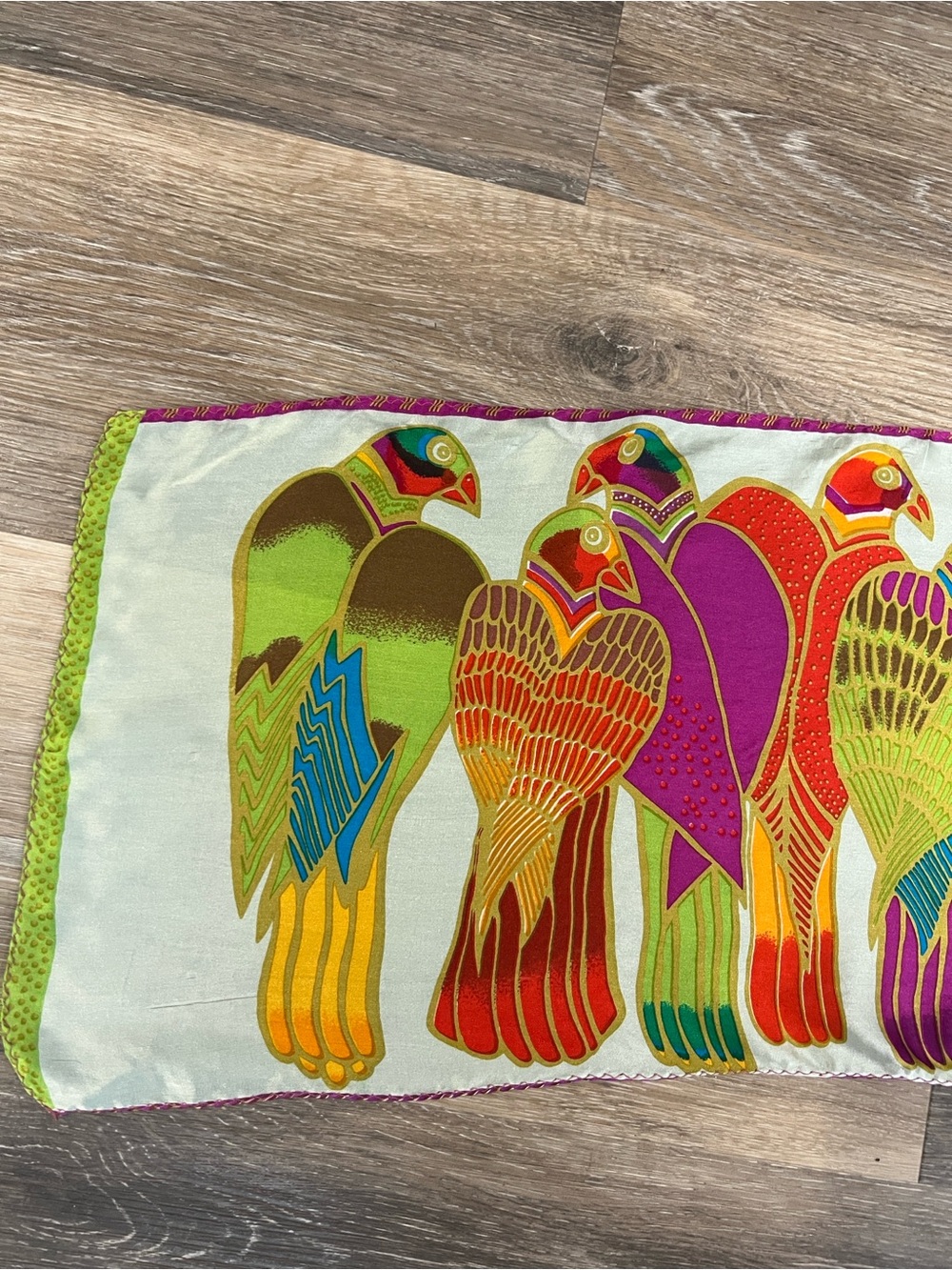 Tropical Bird 100% silk scarf vibrant colors - Picture 2 of 6